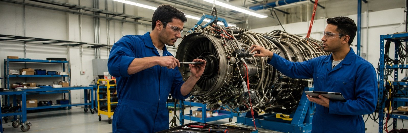 Licensed engineers working on an airframe